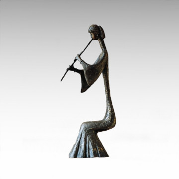 Ost-Statue Traditionelle Flöte Musiker Bronze Skulptur Tple-009